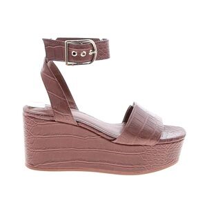 H&M Croc-Embossed Brown Platform Sandals